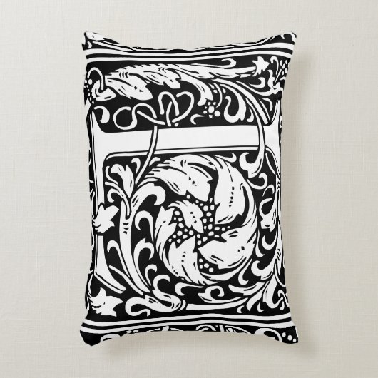 Letter L mittelalterliche Monogram Art Nouveau Zierkissen (Vorderseite(Vertikal))