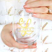 Letter L Monogram Bridesmaid Geschenk, Modernes El Weinglas Ohne Stiel