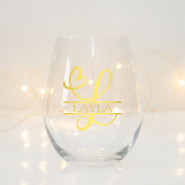 Letter L Monogram Bridesmaid Geschenk, Modernes El Weinglas Ohne Stiel