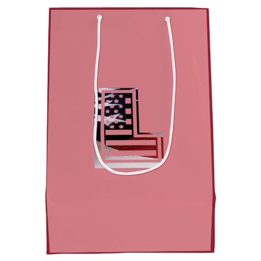 Letter L Monogram Initial USA Mittlere Geschenktüte (Rückseite)