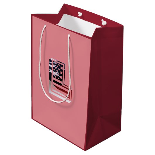 Letter L Monogram Initial USA Mittlere Geschenktüte (Rückseite Schrägansicht)