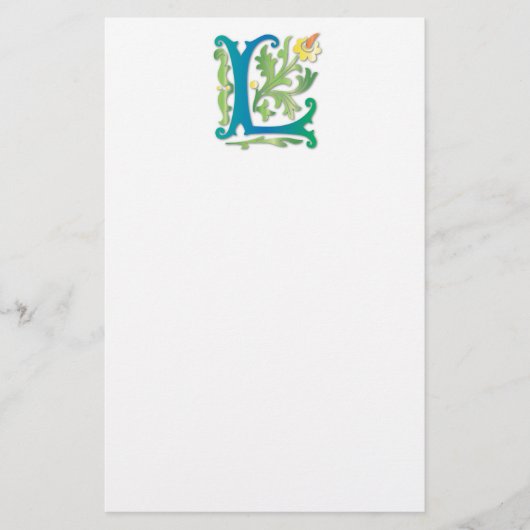 Letter L Monogram-Lilie Briefpapier (Vorderseite)