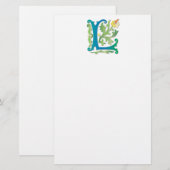 Letter L Monogram-Lilie Briefpapier (Vorne/Hinten)