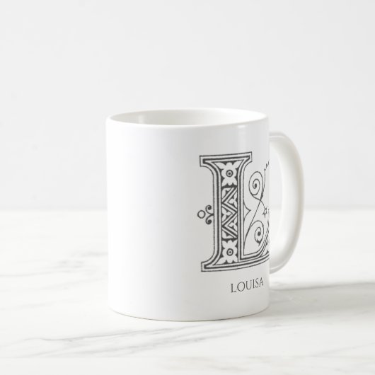 Letter L Monogram Modern Name Coffee Tasse (VorderseiteRechts)