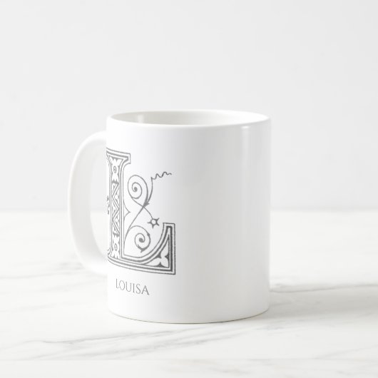 Letter L Monogram Modern Name Coffee Tasse (Vorderseite Links)