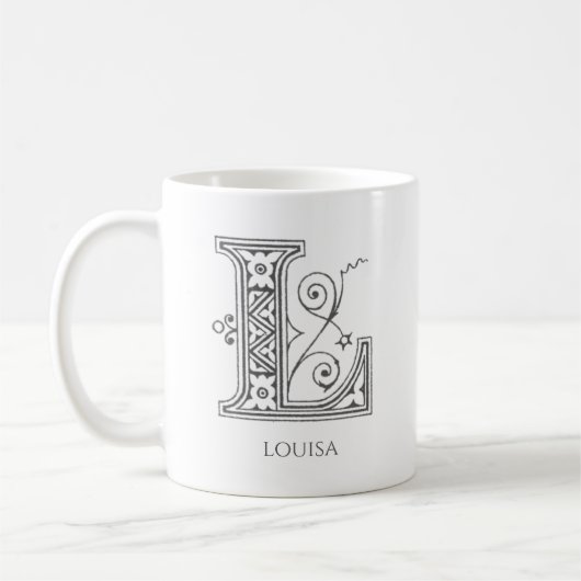 Letter L Monogram Modern Name Coffee Tasse (Links)