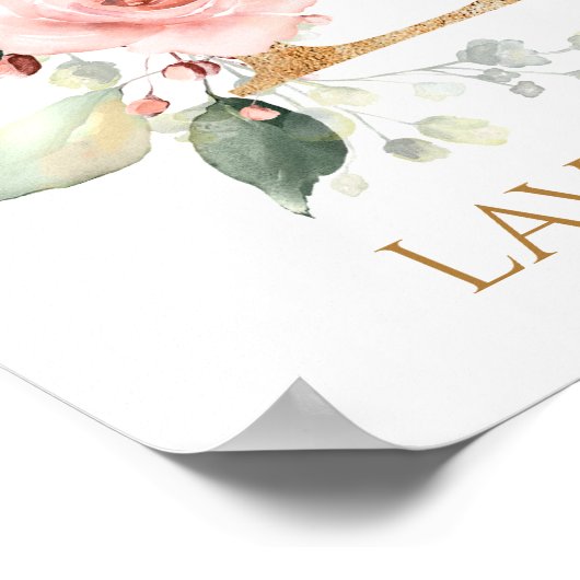 Letter L Monogram rosa Kinderzimmer Poster (Ecke)