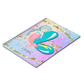 Letter L Monogram Watercolor Niedlich Mermaid Kind Notizblock (Linke Seite)