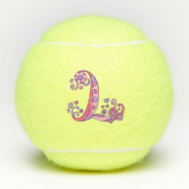Letter-L-Monogramm-Girls personalisierte Doodart Tennisbälle