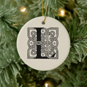 Letter L Vintag Celtic Knot Monogram Keramik Ornament