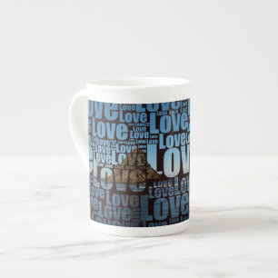 Letter Liebe Typografy Seascape Beach Bone China Porzellantasse