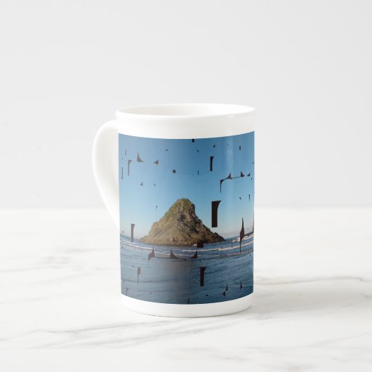 Letter Liebe Typografy Seascape Beach Bone China Porzellantasse (Vorderseite Links)