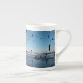 Letter Liebe Typografy Seascape Beach Bone China Porzellantasse (Rechts)