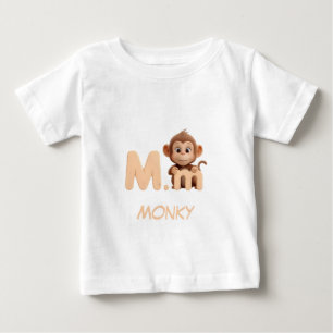 Letter M Affe Bildung Kinder T-Shirt Großbuchsta