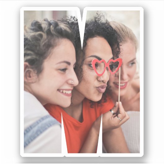 Letter M Alphabet & Photo Custom-Cut Vinyl Sticker (Vorderseite)