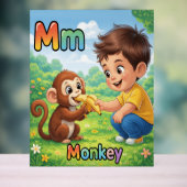 Letter M Alphabet Poster – M is for Monkey (Neutral)