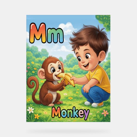 Letter M Alphabet Poster – M is for Monkey (Vorderseite)
