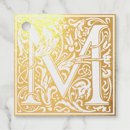 Letter M Art Nouveau Geschenkanhänger (Vorderseite)
