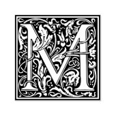 Letter M Art Nouveau Schwarz/Weiß Tile Permastempel (Design)