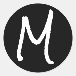 Letter M Black Rock Salt Alphabet von Janz Runder Aufkleber