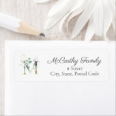 Letter M Botanical Monogram Elegante Address Label (Insitu)