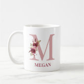 Letter M Burgundy Blush Floral Kaffeetasse (Links)