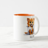 Letter M Cat Alphabet Monogram Coffee Tasse (VorderseiteRechts)
