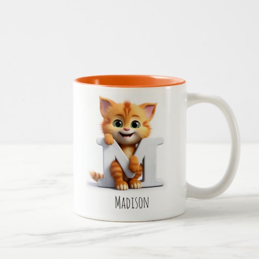 Letter M Cat Alphabet Monogram Coffee Tasse (Rechts)