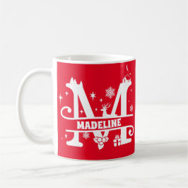 Letter M Christmas Monogram, Anfangsname Rot   Kaffeetasse