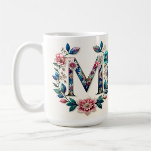 Letter M Coffee Tasse - Blumendesign für Geschenke