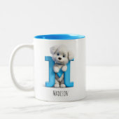 Letter M Dog Alphabet Monogram Coffee Tasse (Links)