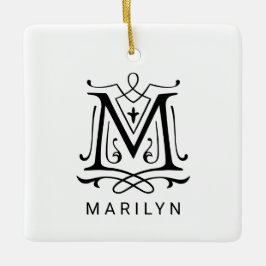 Letter M Elegant Monogram Christmas Ornament