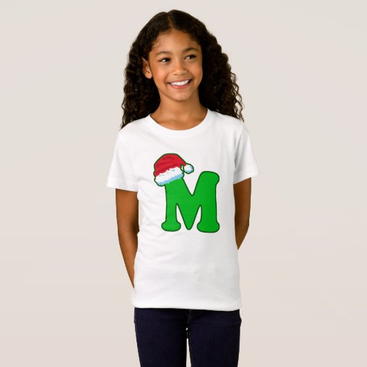 Letter M Father Weihnachts Weihnachtsmann Hat Alph T-Shirt (Vorne ganz)