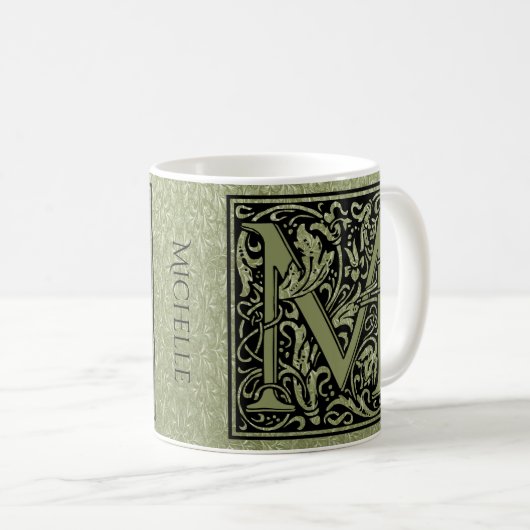 Letter M First Letter Monogram Personalisiert Kaffeetasse (VorderseiteRechts)