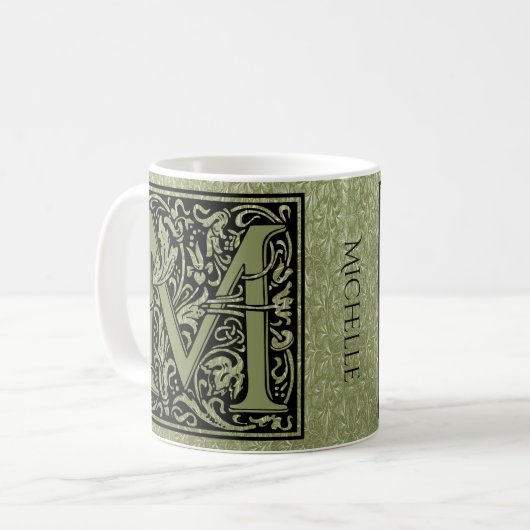 Letter M First Letter Monogram Personalisiert Kaffeetasse (Vorderseite Links)