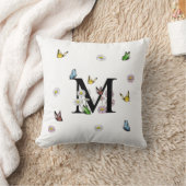 Letter M Floral Butterfly Monogramm Kissen (Decke)
