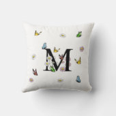 Letter M Floral Butterfly Monogramm Kissen (Rückseite)