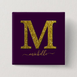 Letter M Glitzer Button