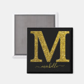 Letter M Gold Glitzer Magnet (Vorderseite/Rückseite)
