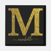 Letter M Gold Glitzer