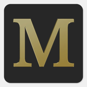 Letter M Gold Square Aufkleber