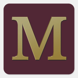 Letter M Gold Square Sticker