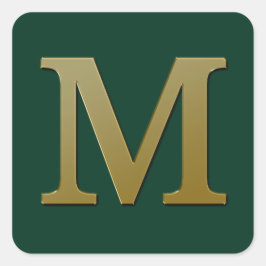 Letter M Gold Square Sticker