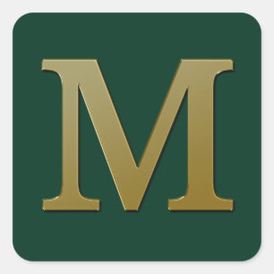 Letter M Gold Square Sticker