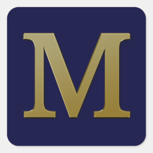 Letter M Gold Square Sticker
