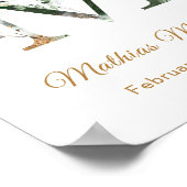Letter M Green & gold foliage Baby Birth Poster (Ecke)
