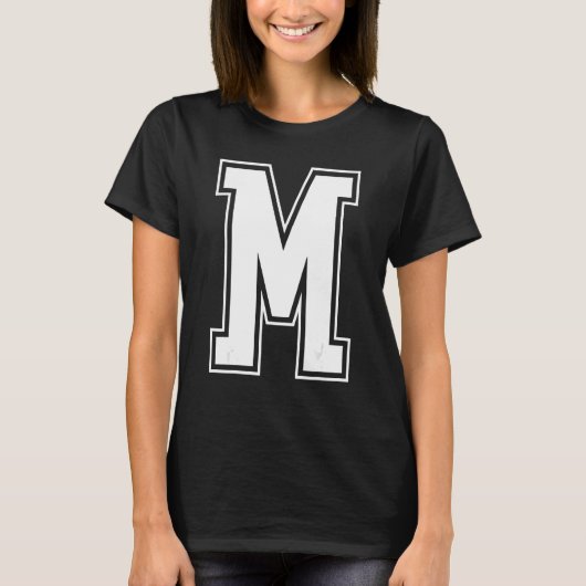 Letter M Hauptstadt Alphabet Initial Cheerleading T-Shirt (Vorderseite)