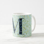 Letter M hellgrüne und blaue Freiheit Kaffeetasse (VorderseiteRechts)
