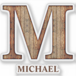 Letter M Holzstruktur mit individuelle Name Aufkle Aufkleber