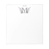 Letter M Initial Monogram mit Angel Wings & Halo Notizblock (Vorderseite)
